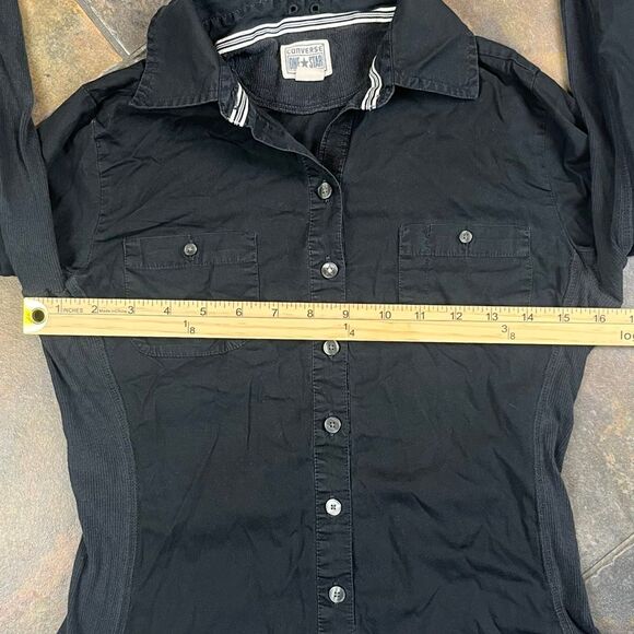 Converse One Star Women's Black Long Sleeve Button Down Top XS - Picture 4 of 10